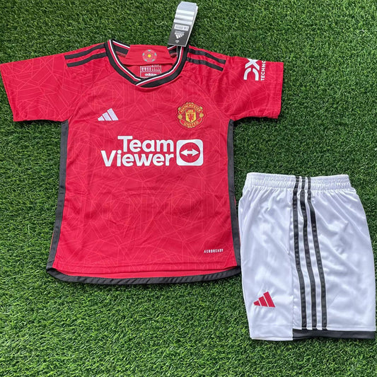 2023/24 Manchester United Home Short Sleeve Kids Jersey