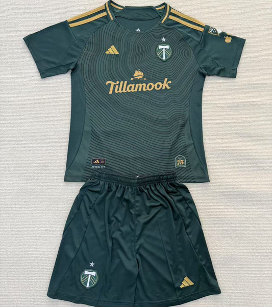 2025/26 Portland Timbers Home Short Sleeve Kids Jersey