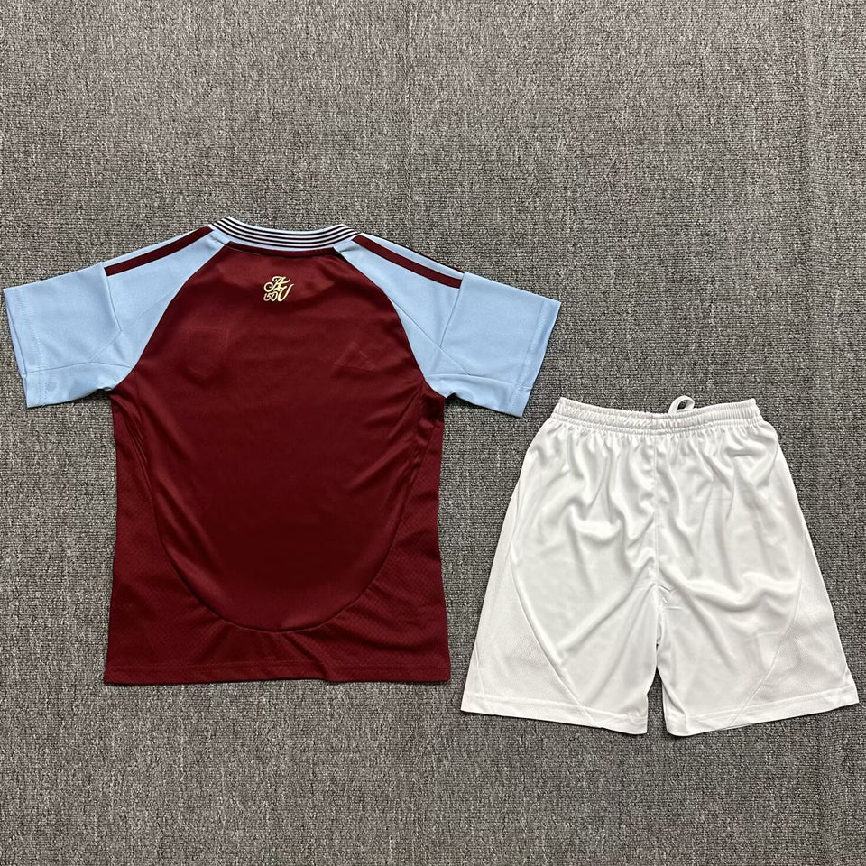 2024/25 Aston Villa Home Short Sleeve Kids Jersey