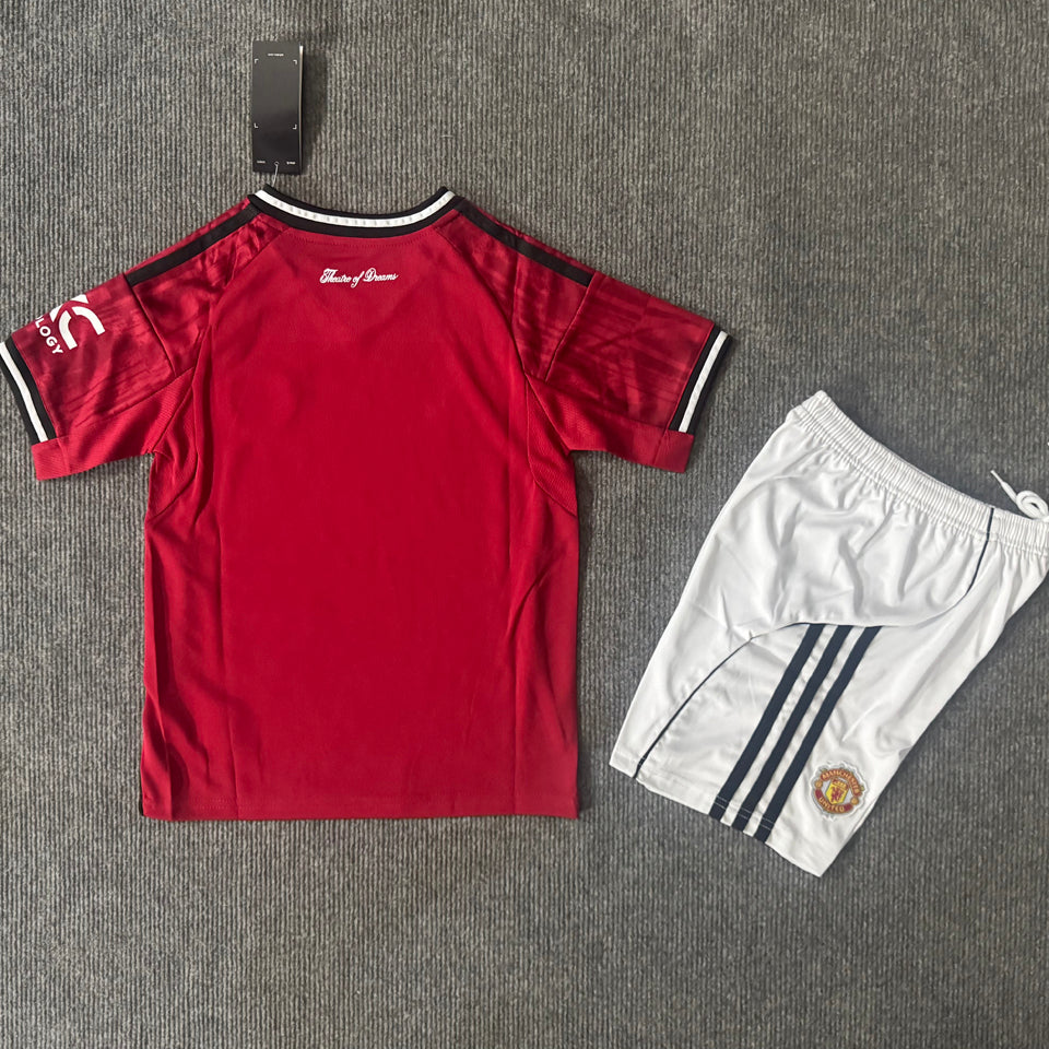 2025/26 Manchester United Home Short Sleeve Kids Jersey