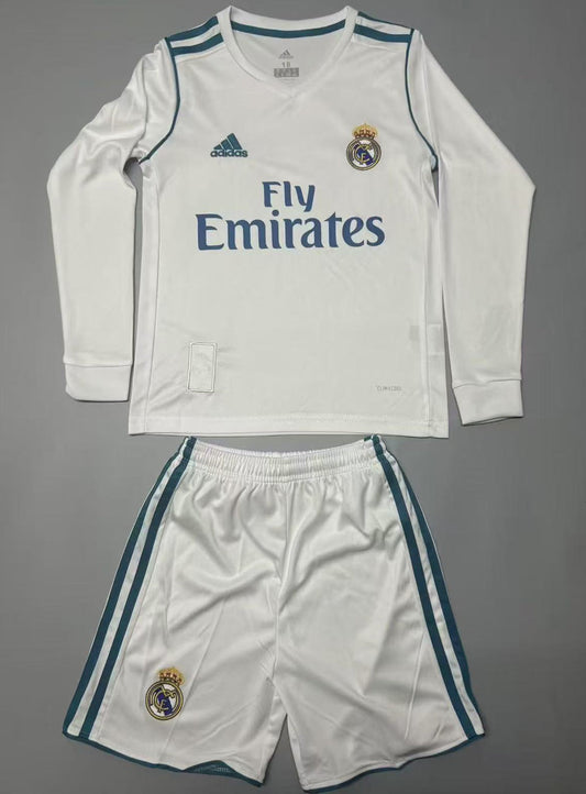 2017/18 Real Madrid Home Long Sleeve Retro Kids Jersey