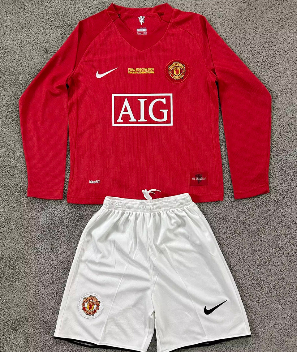 2007/08 Manchester United Home Long Sleeve Retro Kids Jersey