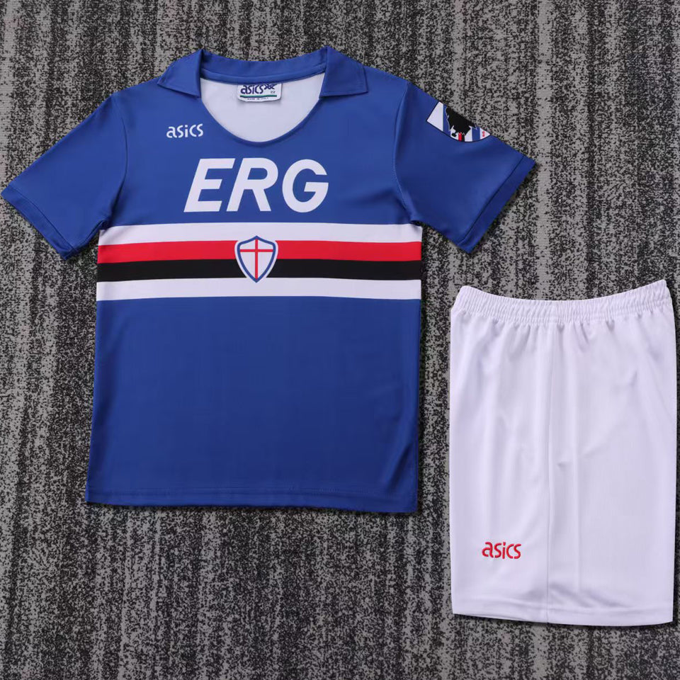 1990/91 Sampdoria Home Short Sleeve Retro Kids Jersey