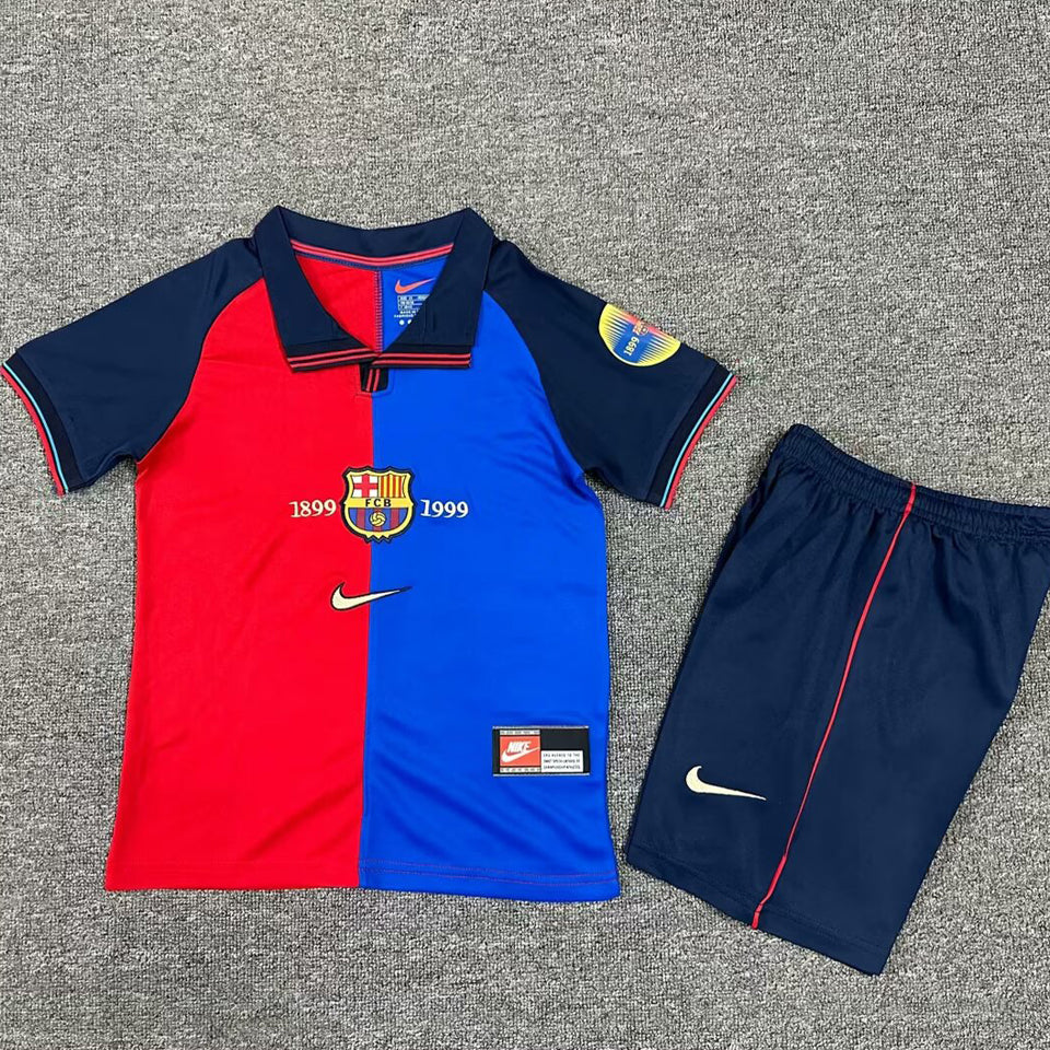 1999 Barcelona Home Short Sleeve Retro Kids Jersey