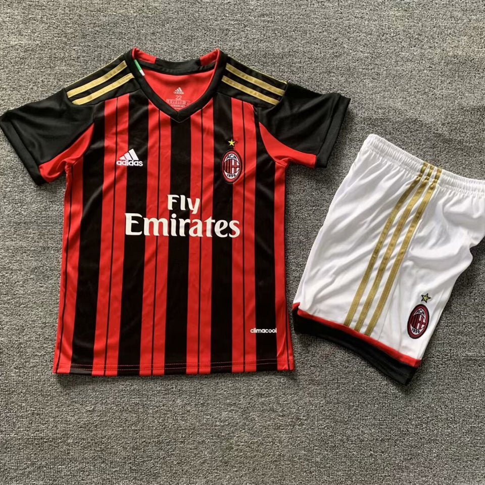 2013/14 AC Milan Home Short Sleeve Retro Kids Jersey