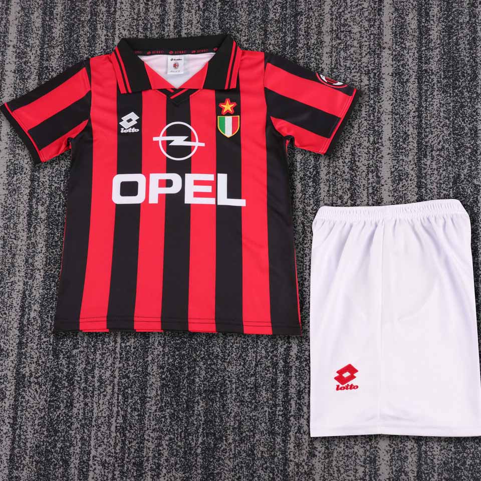 1996/97 AC Milan Home Short Sleeve Retro Kids Jersey