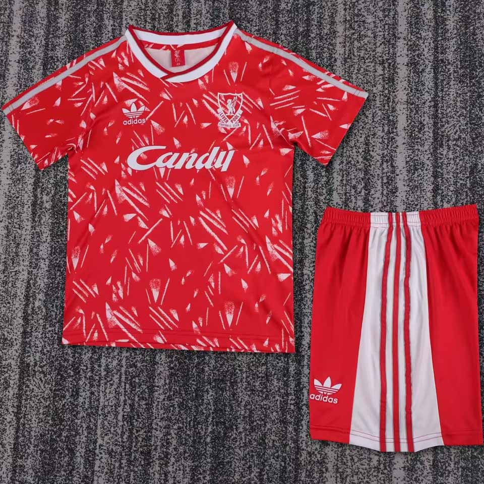 1989/91 Liverpool Home Short Sleeve Retro Kids Jersey
