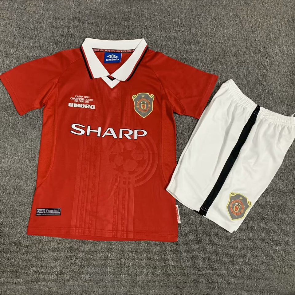 1999/2000 Manchester United Home Short Sleeve Retro Kids Jersey