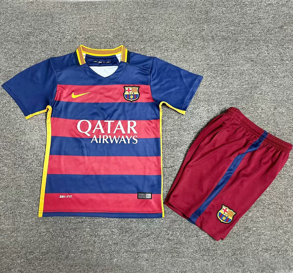 2015/16 Barcelona Home Short Sleeve Retro Kids Jersey