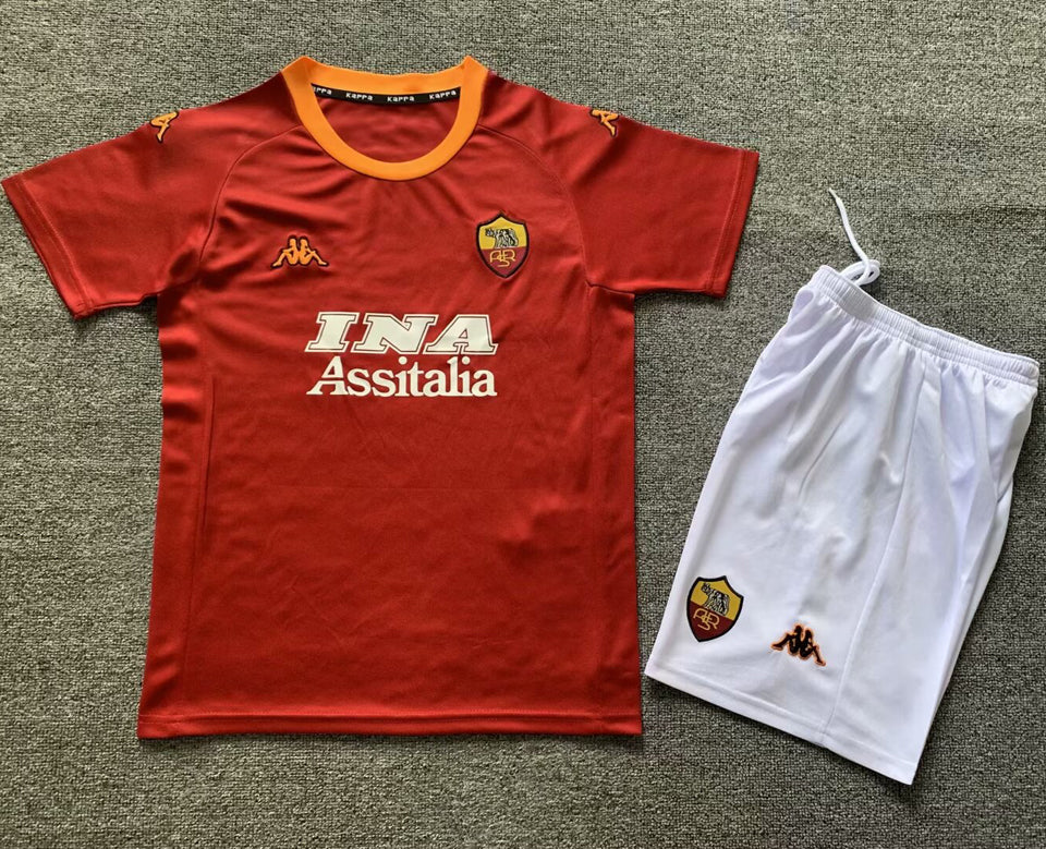 2000/01 Roma Home Short Sleeve Retro Kids Jersey