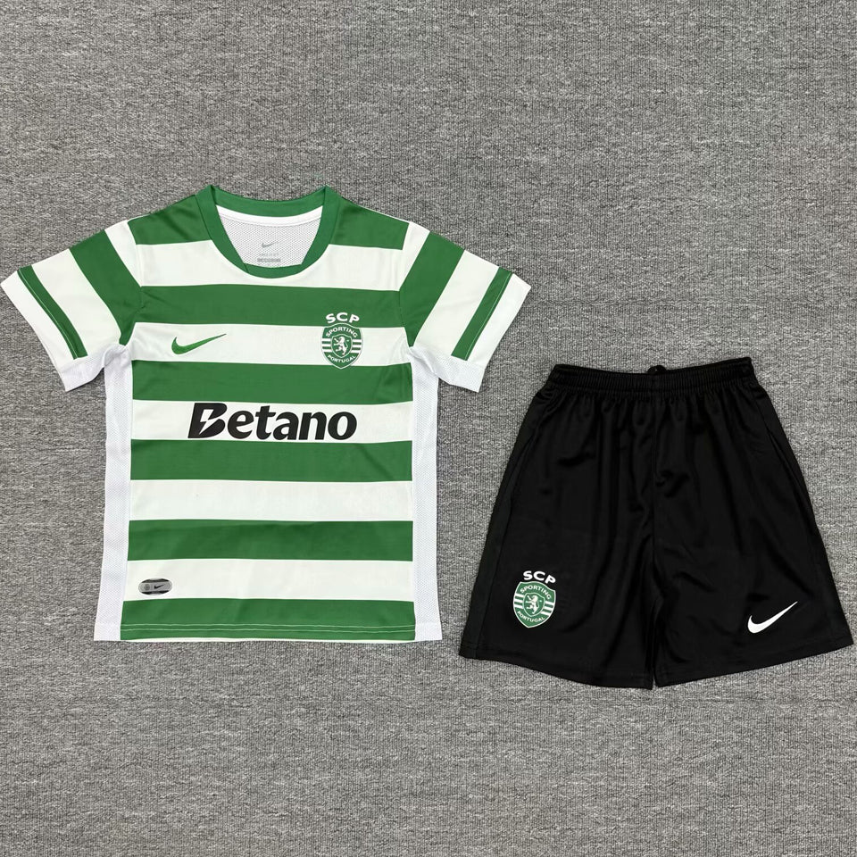 2025/26 Sporting Lisbon Home Short Sleeve Kids Jersey