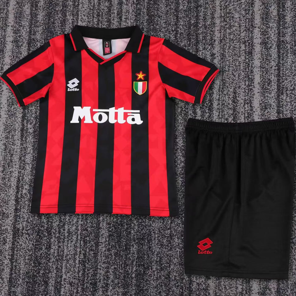 1993/94 AC Milan Home Short Sleeve Retro Kids Jersey