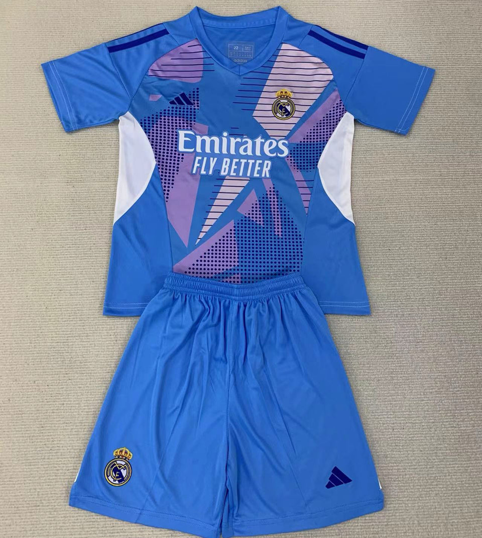 2024/25 Real Madrid Goalkeeper Short Sleeve Jersey for Kids