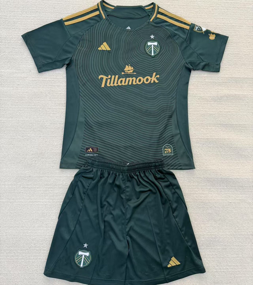 2025/26 Portland Timbers Home Short Sleeve Kids Jersey