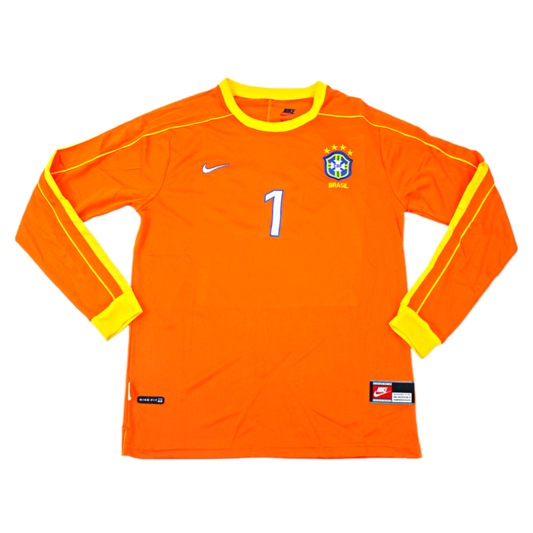 1998 Brazil Goalkeeper Kit Orange Long Sleeve