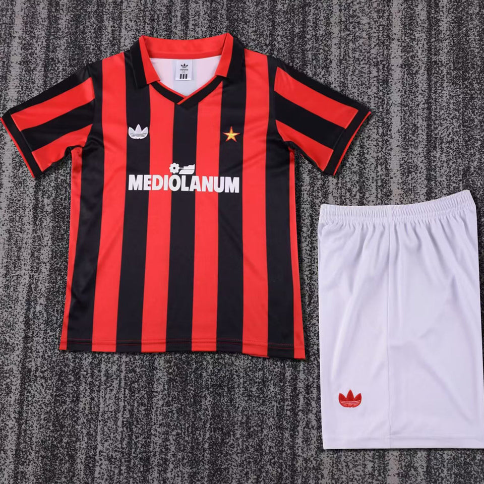 1991/92 AC Milan Home Short Sleeve Retro Kids Jersey