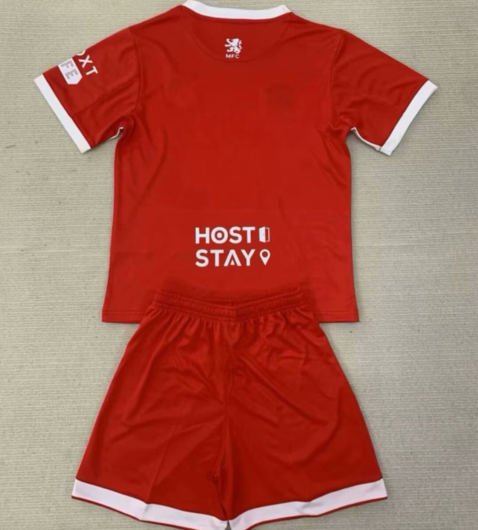2024/25 Middlesbrough Home Short Sleeve Kids Jersey