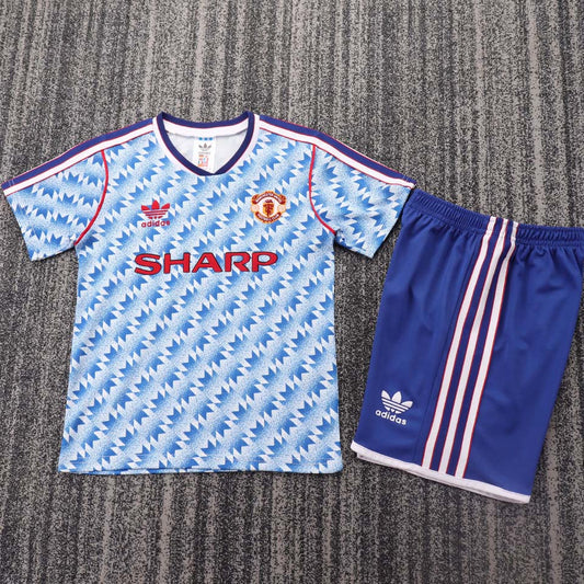 1990/92 Manchester United Away Short Sleeve Retro Kids Jersey