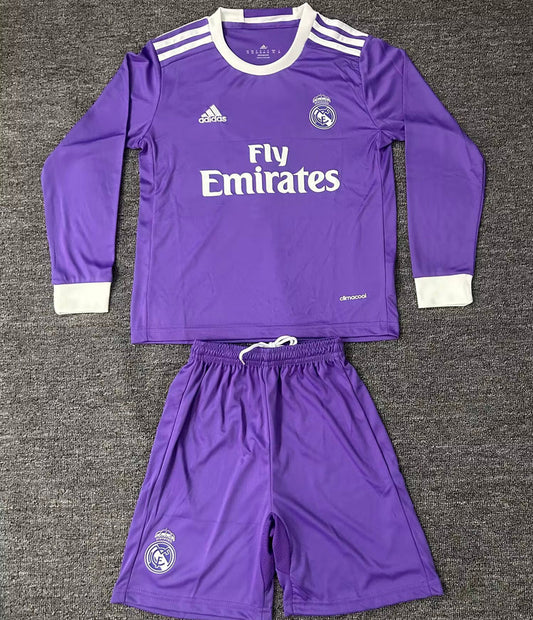 2016/17 Real Madrid Away Long Sleeve Retro Kids Jersey