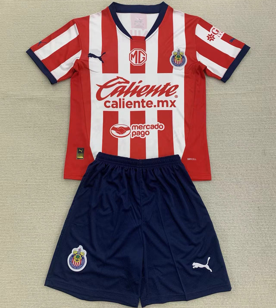 2024/25 Chivas Home Short Sleeve Jersey for Kids