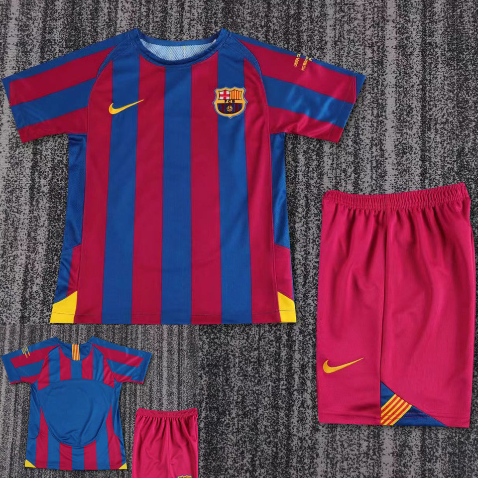 2005/06 Barcelona Home Short Sleeve Retro Kids Jersey