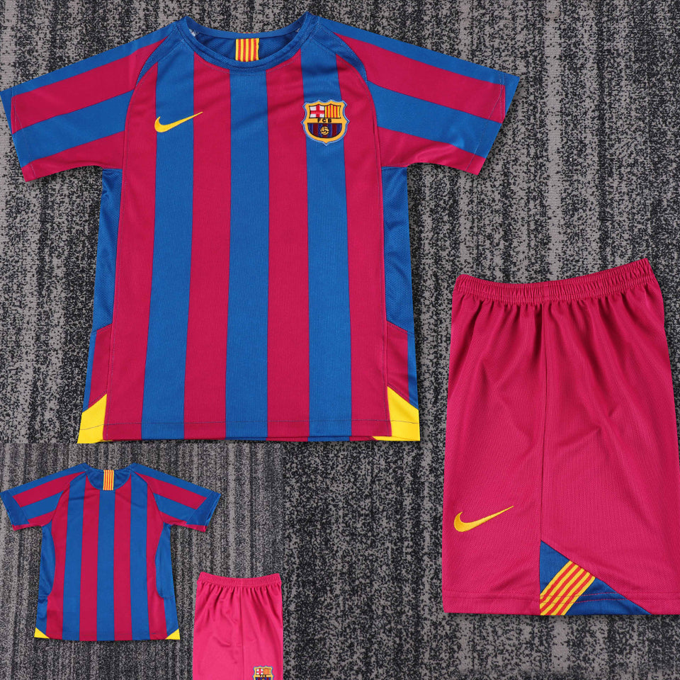 2005/06 Barcelona Home Short Sleeve Retro Kids Jersey