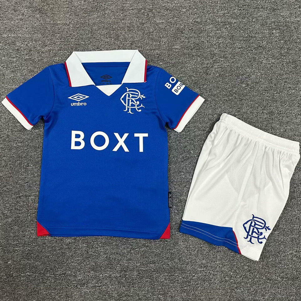 2025/26 Glasgow Rangers Home Short Sleeve Kids Jersey